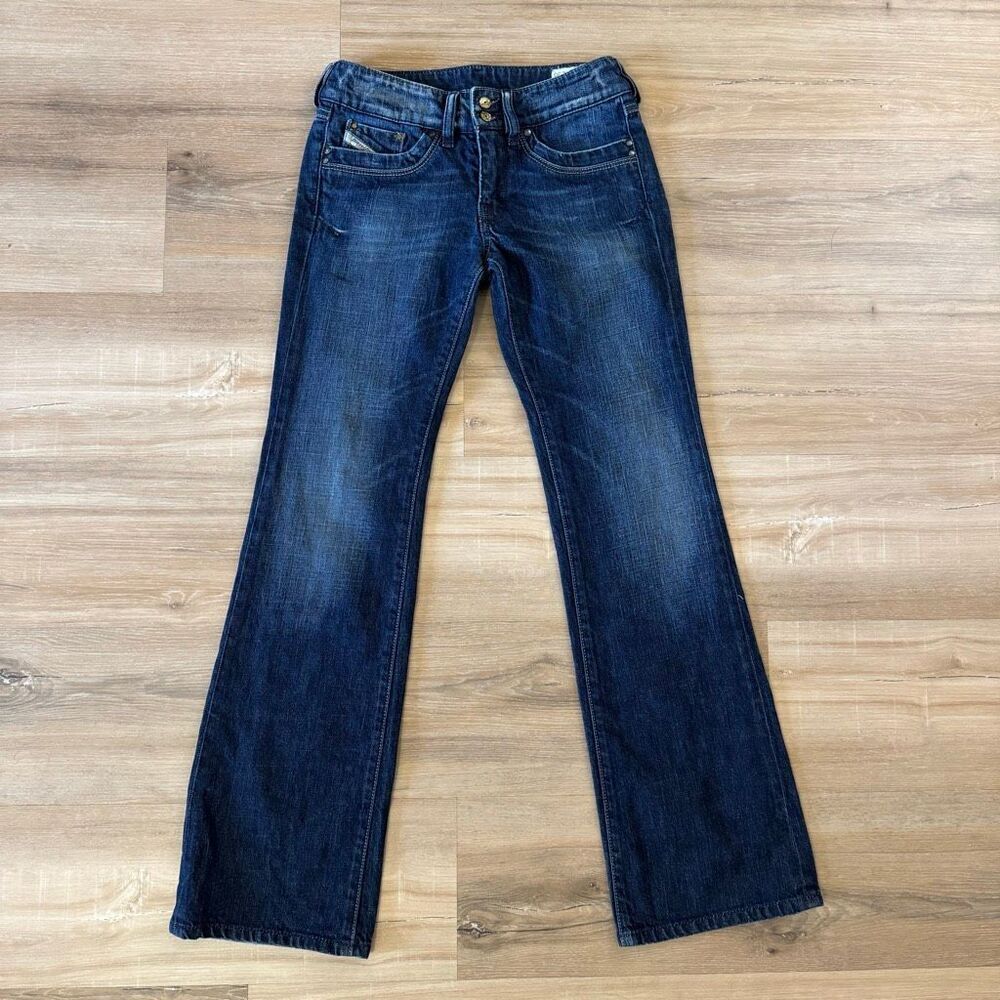 Diesel Women’s Ronhar Bootcut Flared Dark Blue Denim Jeans Size 25 Lux Designer